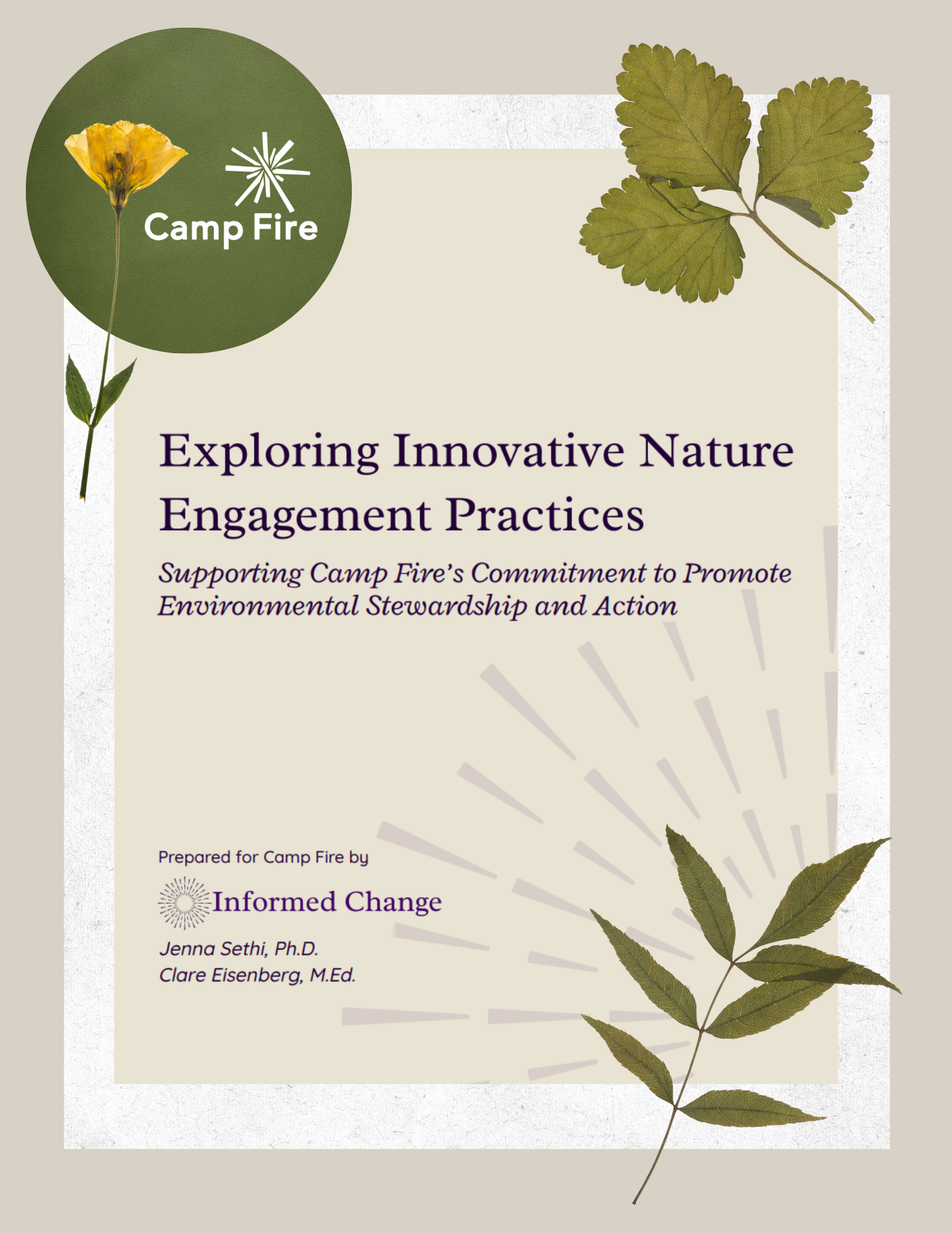 Photo of the Cover of the Informed Change report with dried flowers and leaves